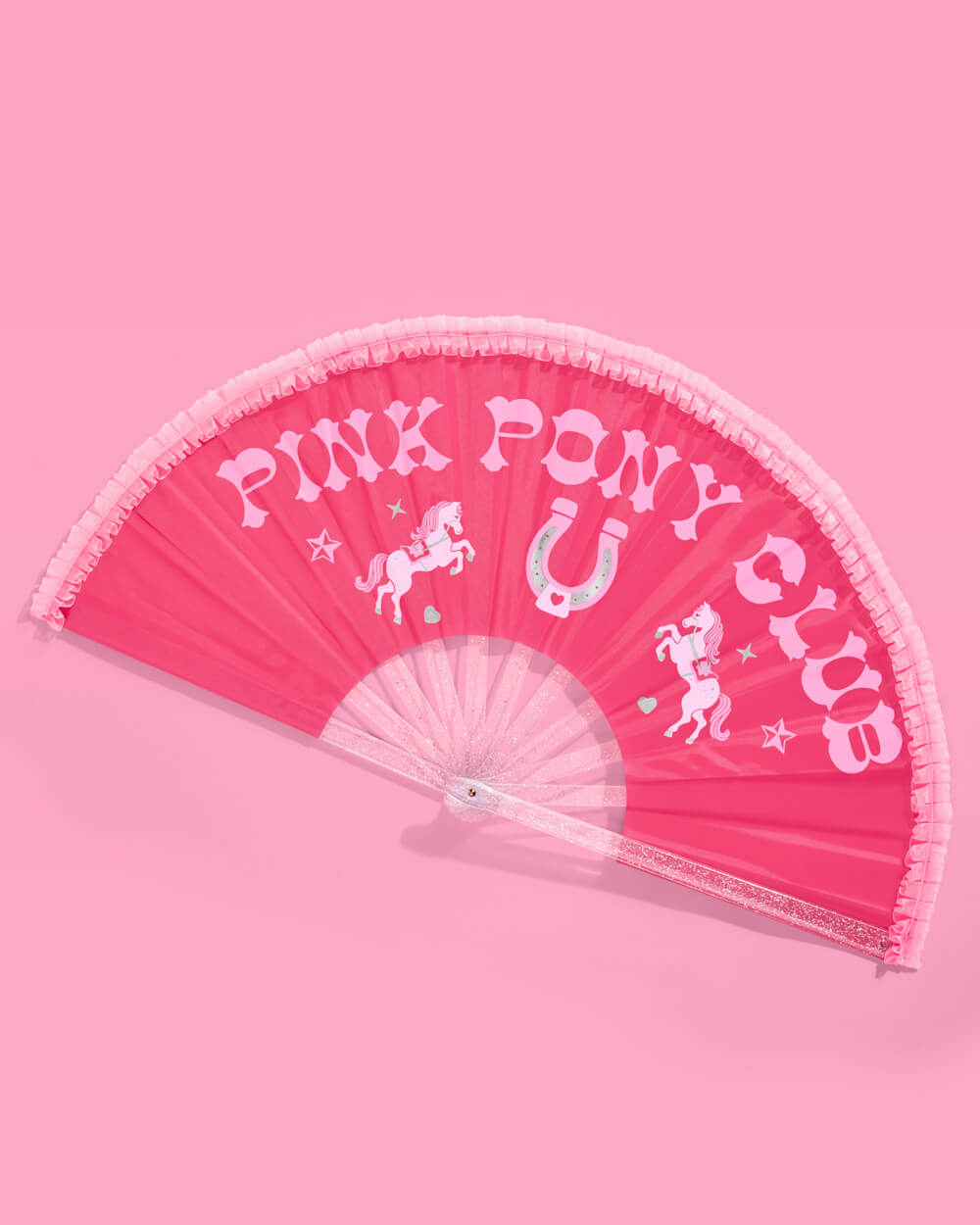 Pink Pony Club Glitter Folding Fan