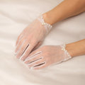 Elegant Pearl Bridal Gloves | Mesh & Pearl Wrist-Length Gloves