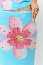 Y2K MESH FLORAL RHINESTONE CAMI & SKIRT SET
