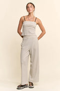 Black & White Striped Tube Top Crop & Wide Leg Pant Set