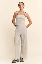 Black & White Striped Tube Top Crop & Wide Leg Pant Set