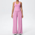 Cross-Back Halter Wide-Leg Lounge Set