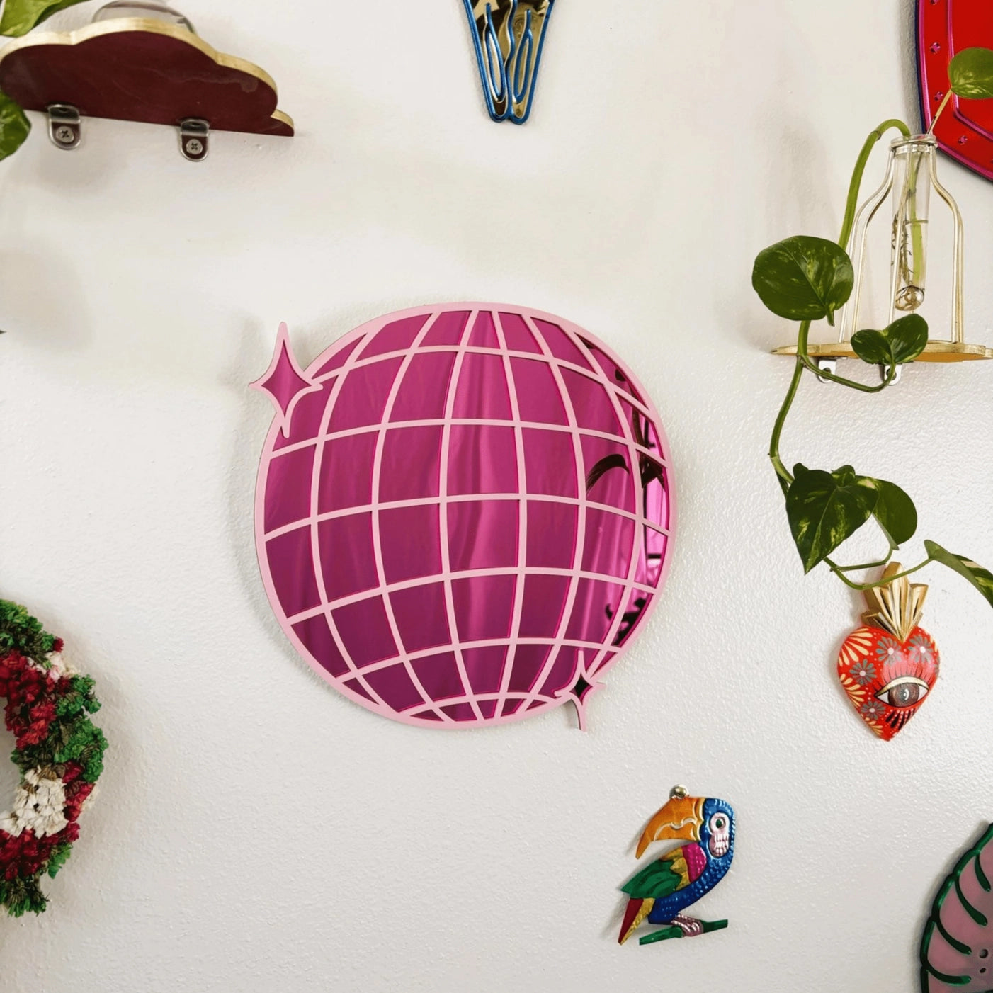 Pink Disco Pop Acrylic Wall Mirror