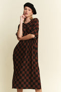 Ribbed Checkered Comfort Dress