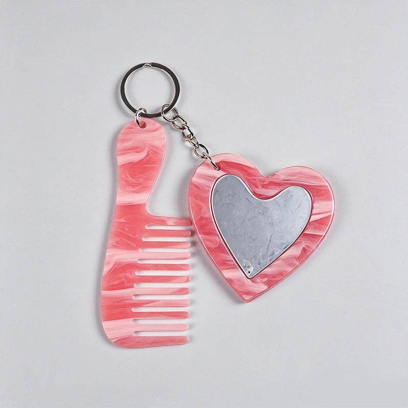 Vintage Glitter Heart Shaped Keychain