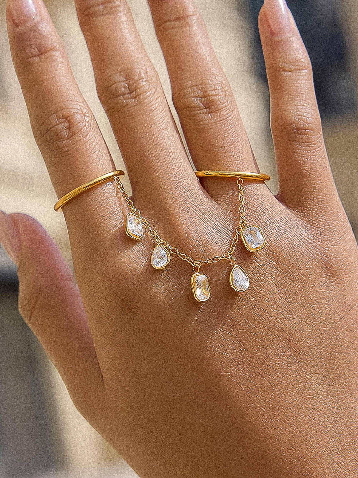 Cosette Cz Dangle Circle Drop Ring