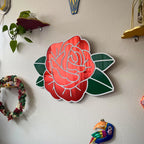 Red Rose Acrylic Wall Mirror