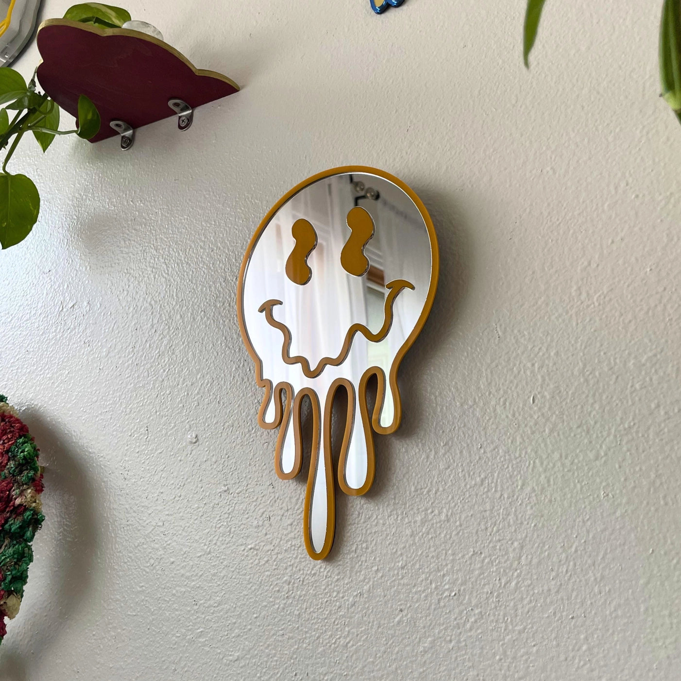 Melting Smiley Silver Acrylic Wall Mirror