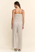 Black & White Striped Tube Top Crop & Wide Leg Pant Set