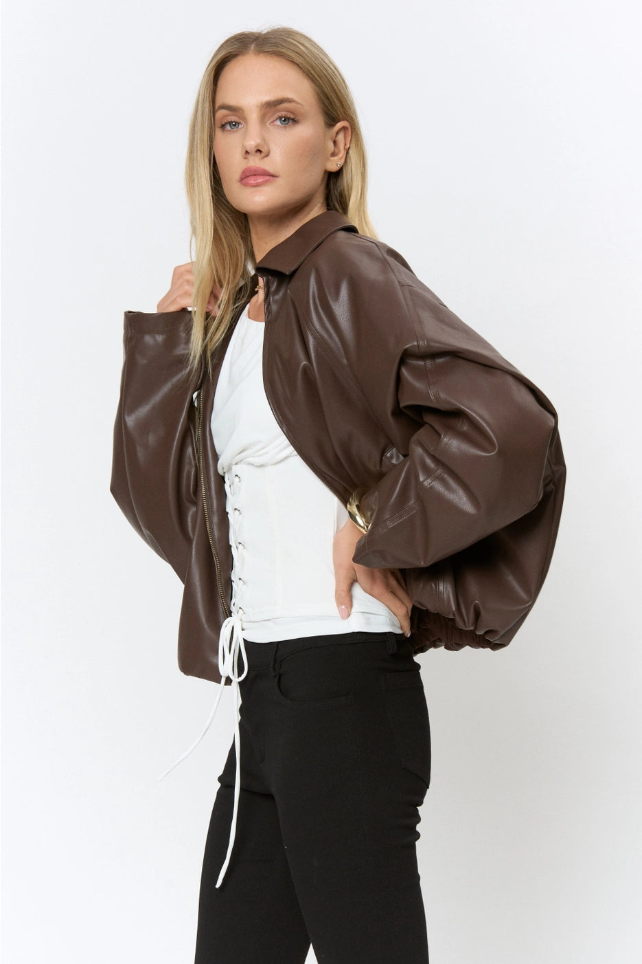 After Hours Faux Leather Bubble Jacket | VIP Pre-Order
