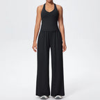 Cross-Back Halter Wide-Leg Lounge Set