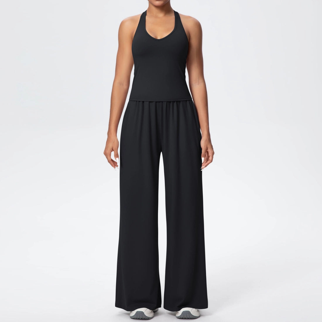 Cross-Back Halter Wide-Leg Lounge Set