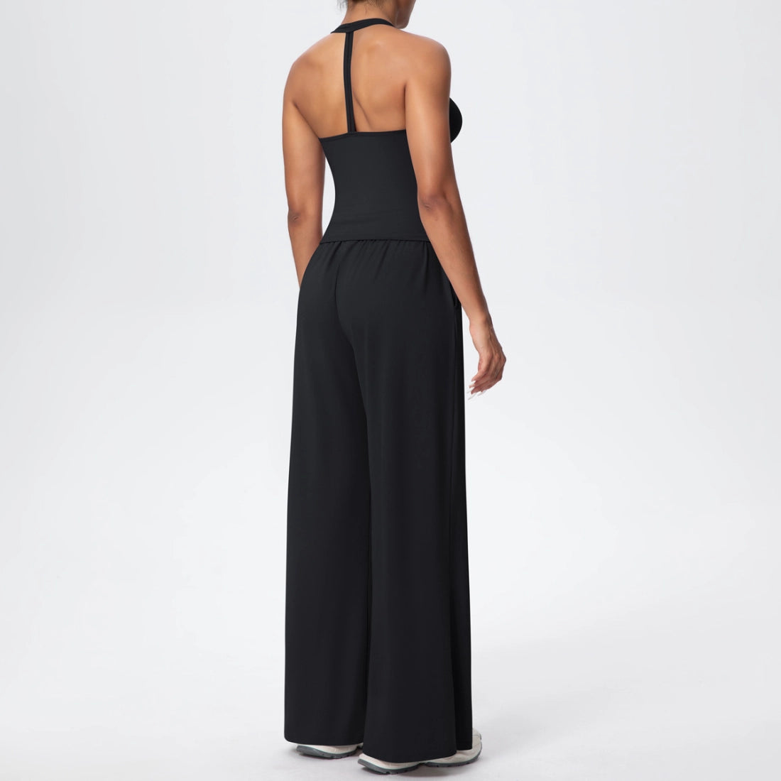 Cross-Back Halter Wide-Leg Lounge Set