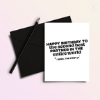 2nd Best Partner Funny Birthday Greeting Card - Poppy & Vine