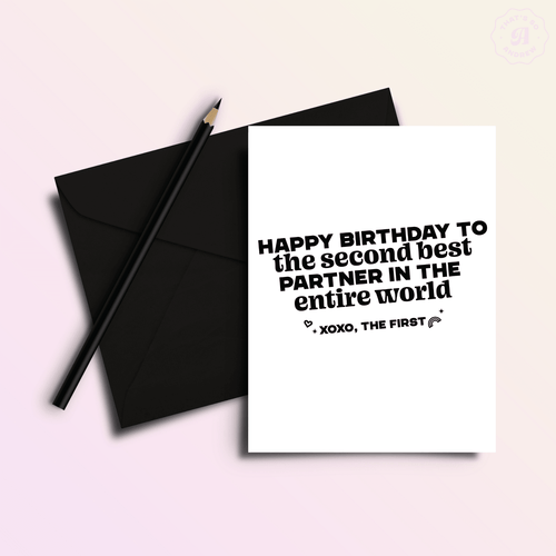 2nd Best Partner Funny Birthday Greeting Card - Poppy & Vine