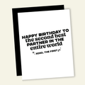 2nd Best Partner Funny Birthday Greeting Card - Poppy & Vine