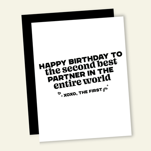 2nd Best Partner Funny Birthday Greeting Card - Poppy & Vine