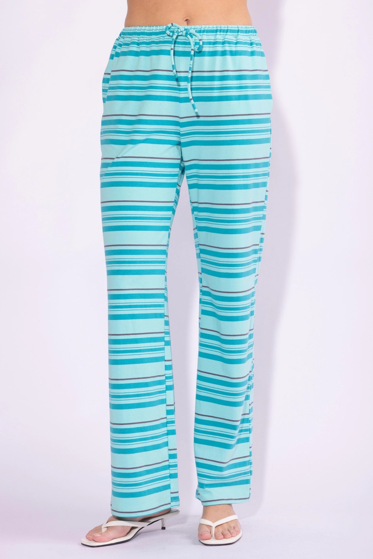 BLUE COTTON STRIPED TUBE TOP AND WIDE LEG PANTS SET | sizes S-L