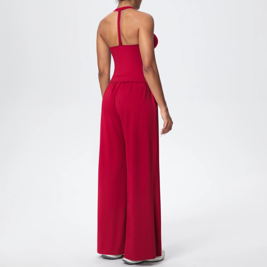 Cross-Back Halter Wide-Leg Lounge Set