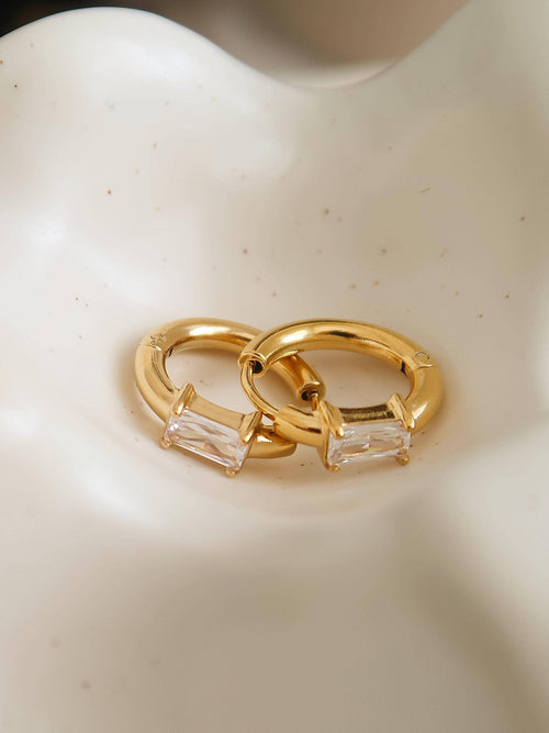 Adhara Cz Huggie Earrings - Rectangle