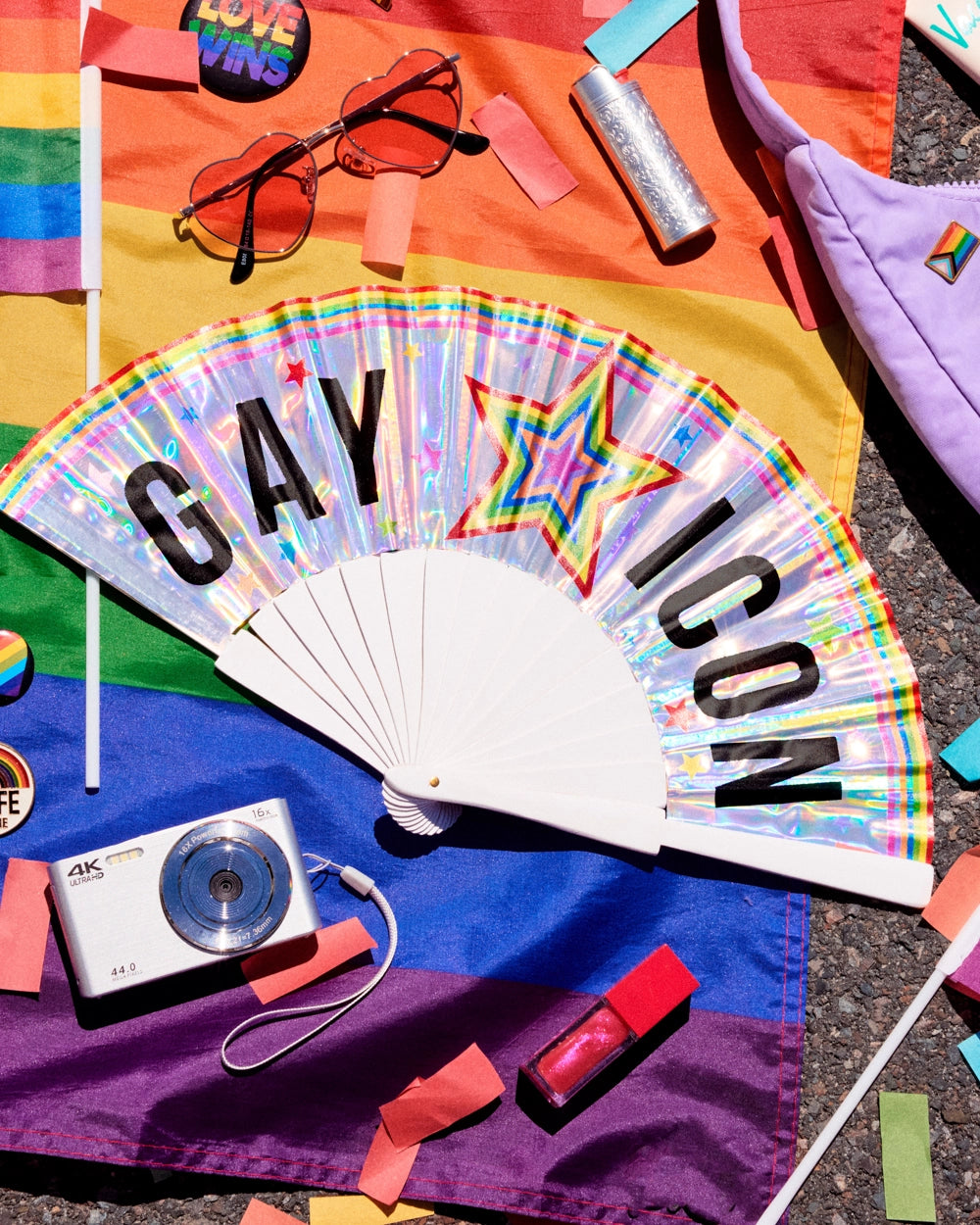 Gay Icon Iridescent Pride Fan