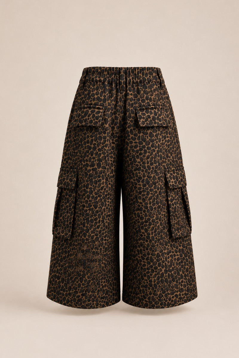 Wild Side Leopard Cargo Culotte Shorts