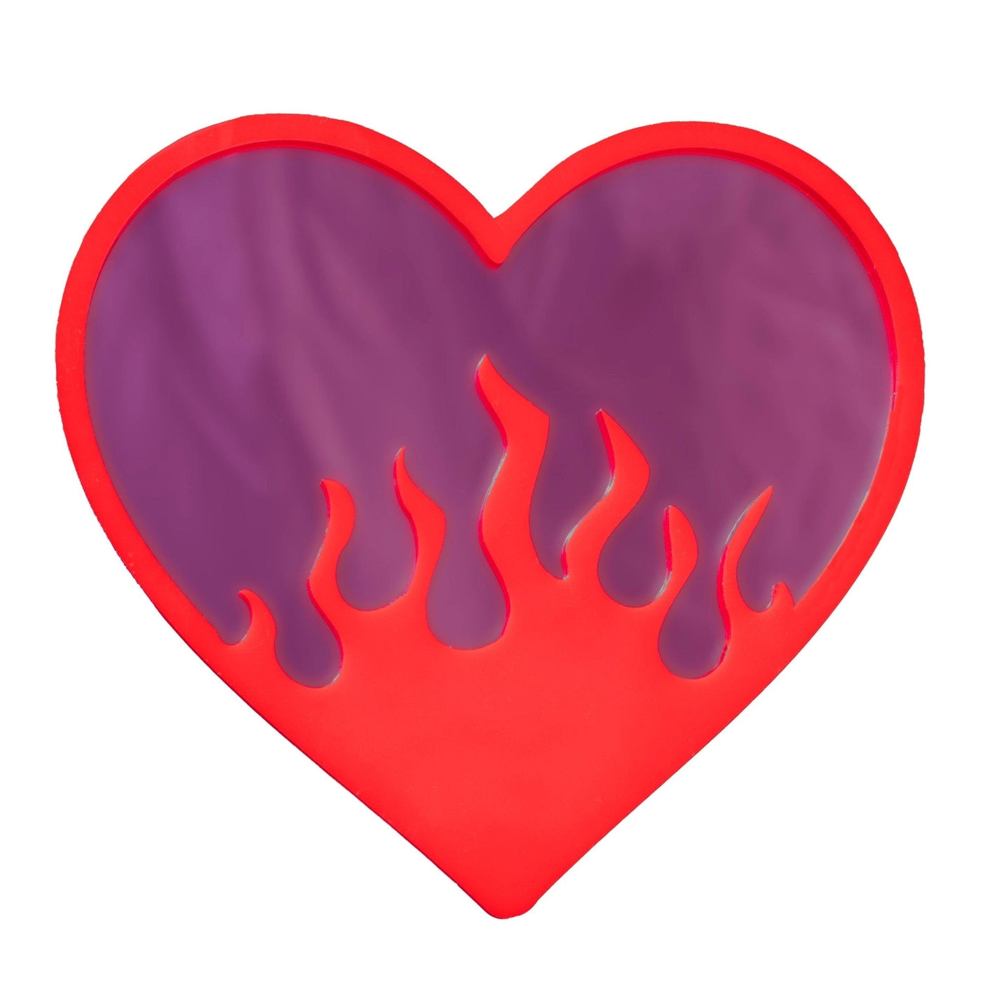 Burning Love Flame Heart Acrylic Wall Mirror