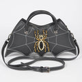 Faux Leather Spider Top Handle Clutch
