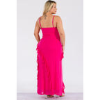 Ruffle Trim Slit Maxi Dress