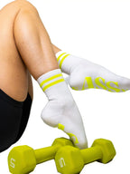 Neon Yellow Crew Grip Sock | Pilates & Barre