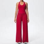 Cross-Back Halter Wide-Leg Lounge Set