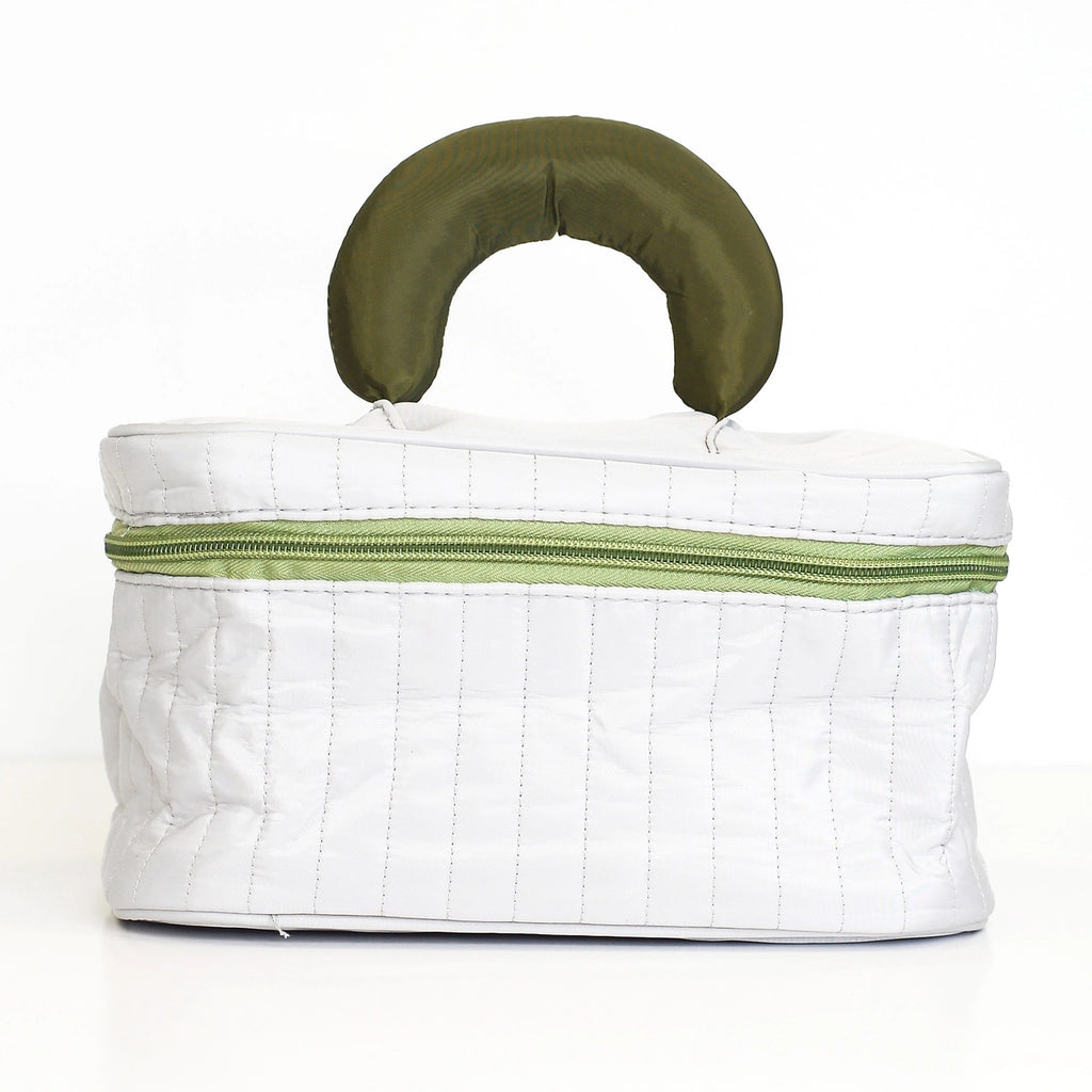 Puffy Quilted Cosmetic Bag with Handle, Puff Makeup Bag