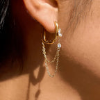 Lucienne 18K Gold Non-Tarnish CZ Chain Link Drop Earrings