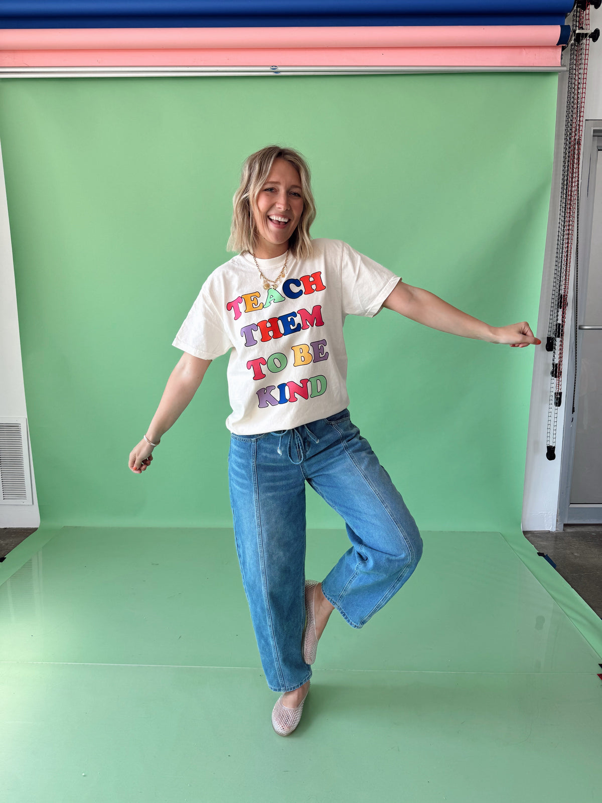 Teach Them to be Kind Color Block Tee Jules Co.