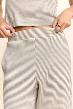 Black & White Striped Tube Top Crop & Wide Leg Pant Set