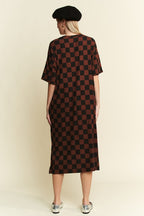 Ribbed Checkered Comfort Dress