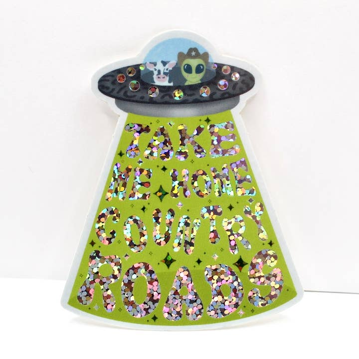 Country Roads Alien Glitter Sticker