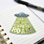 Country Roads Alien Glitter Sticker detail