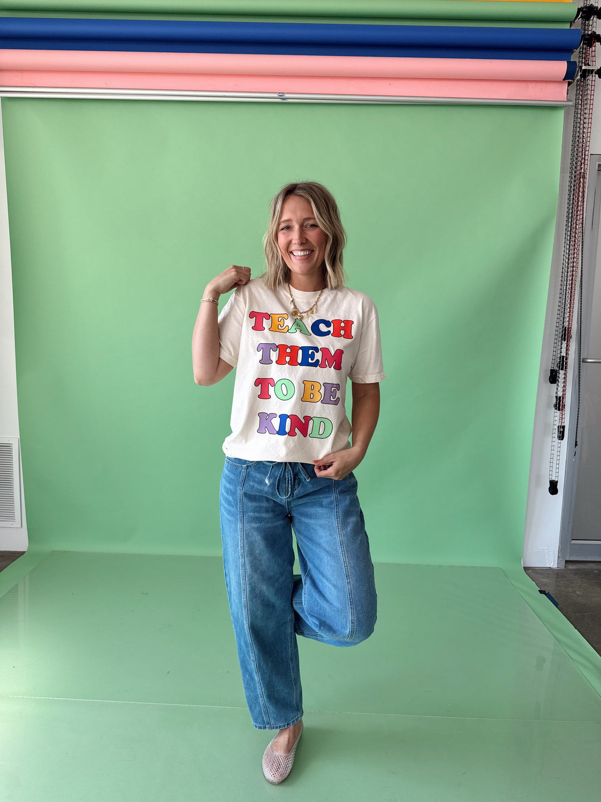 Teach Them to be Kind Color Block Tee Jules Co.