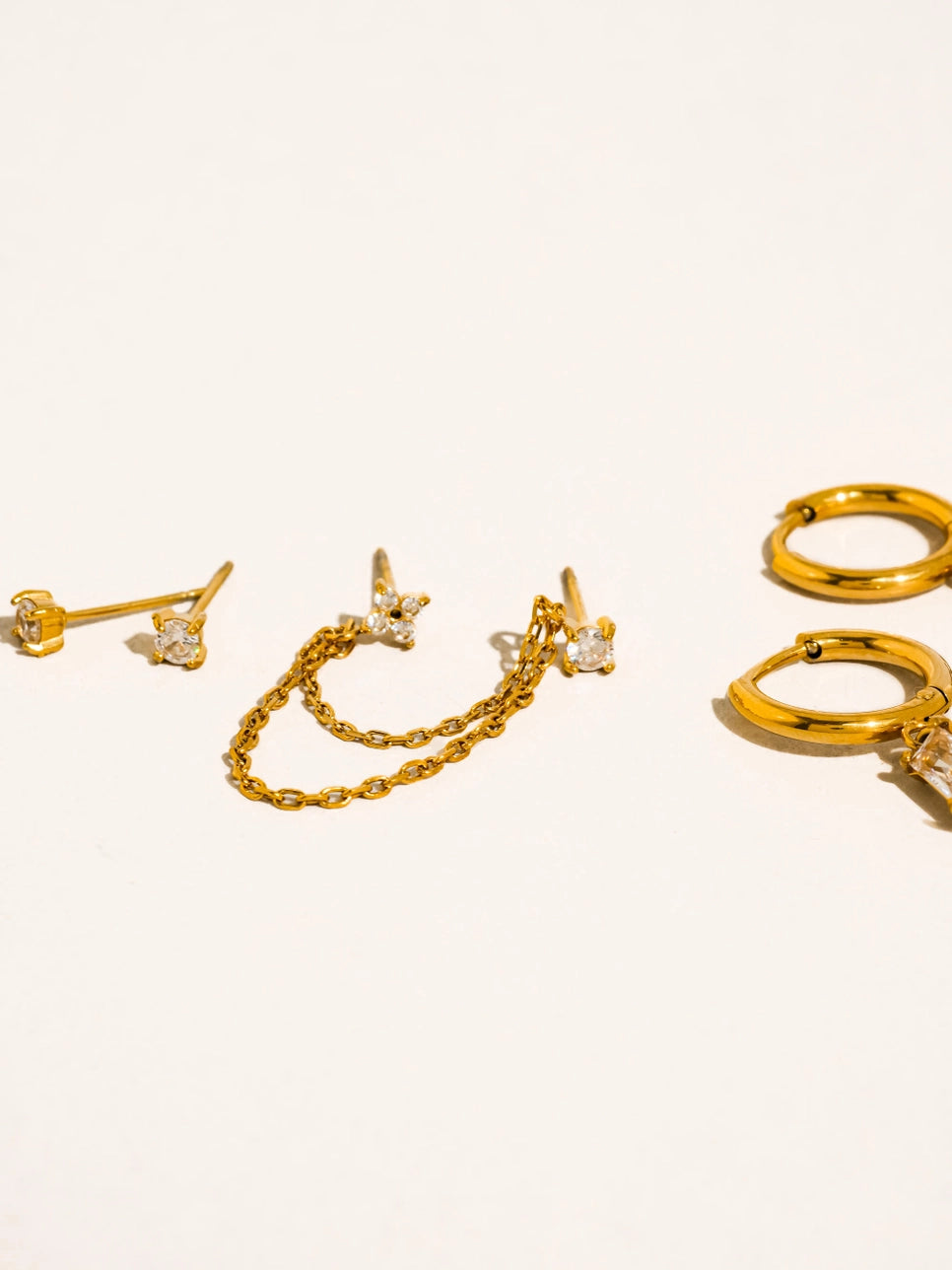 Roussa 18K Gold Non-Tarnish Chain Earring Set