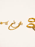 Roussa 18K Gold Non-Tarnish Chain Earring Set