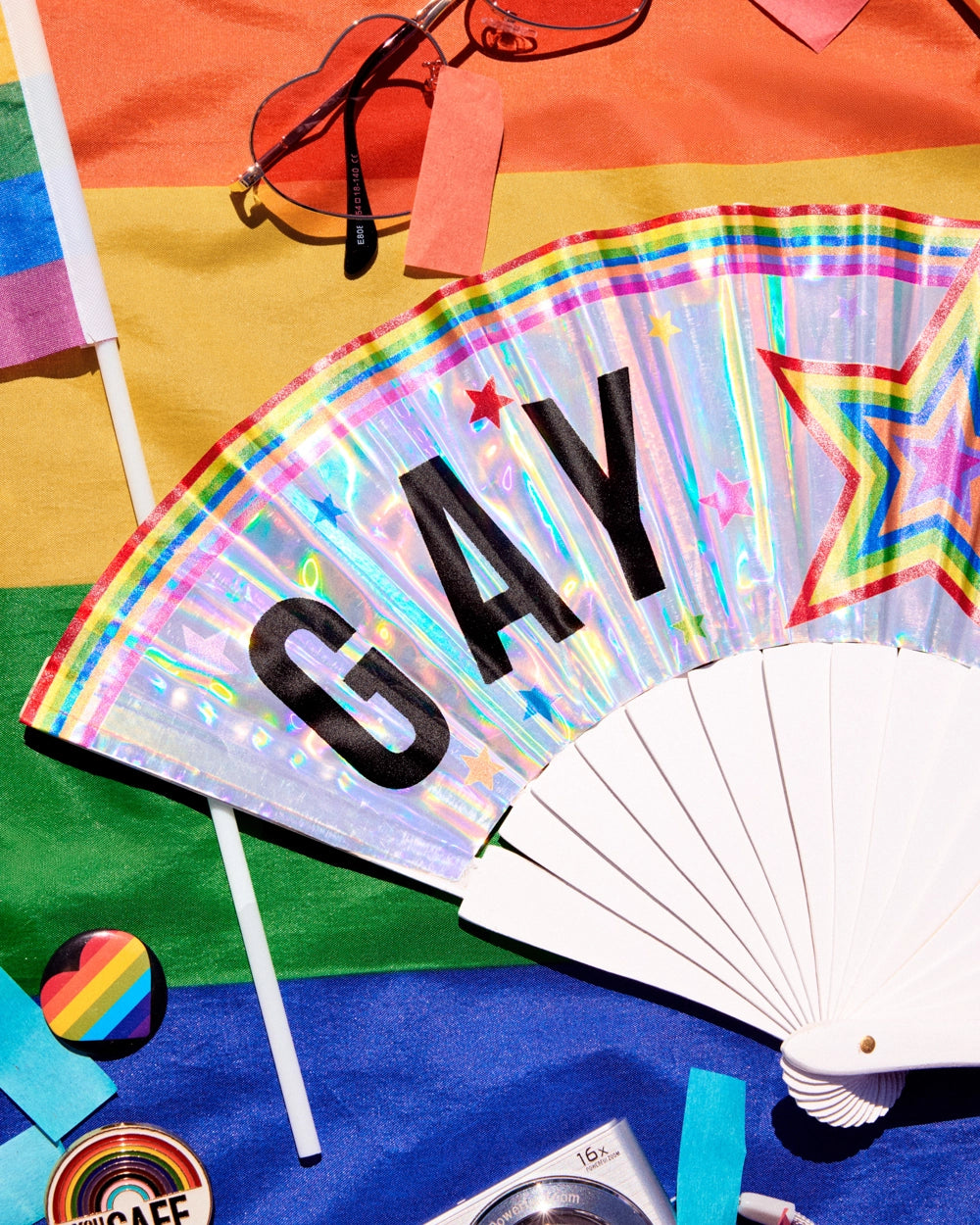 Gay Icon Iridescent Pride Fan