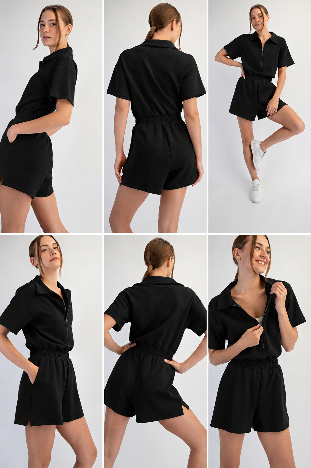 Short Sleeve Modal Quarter Zip Romper