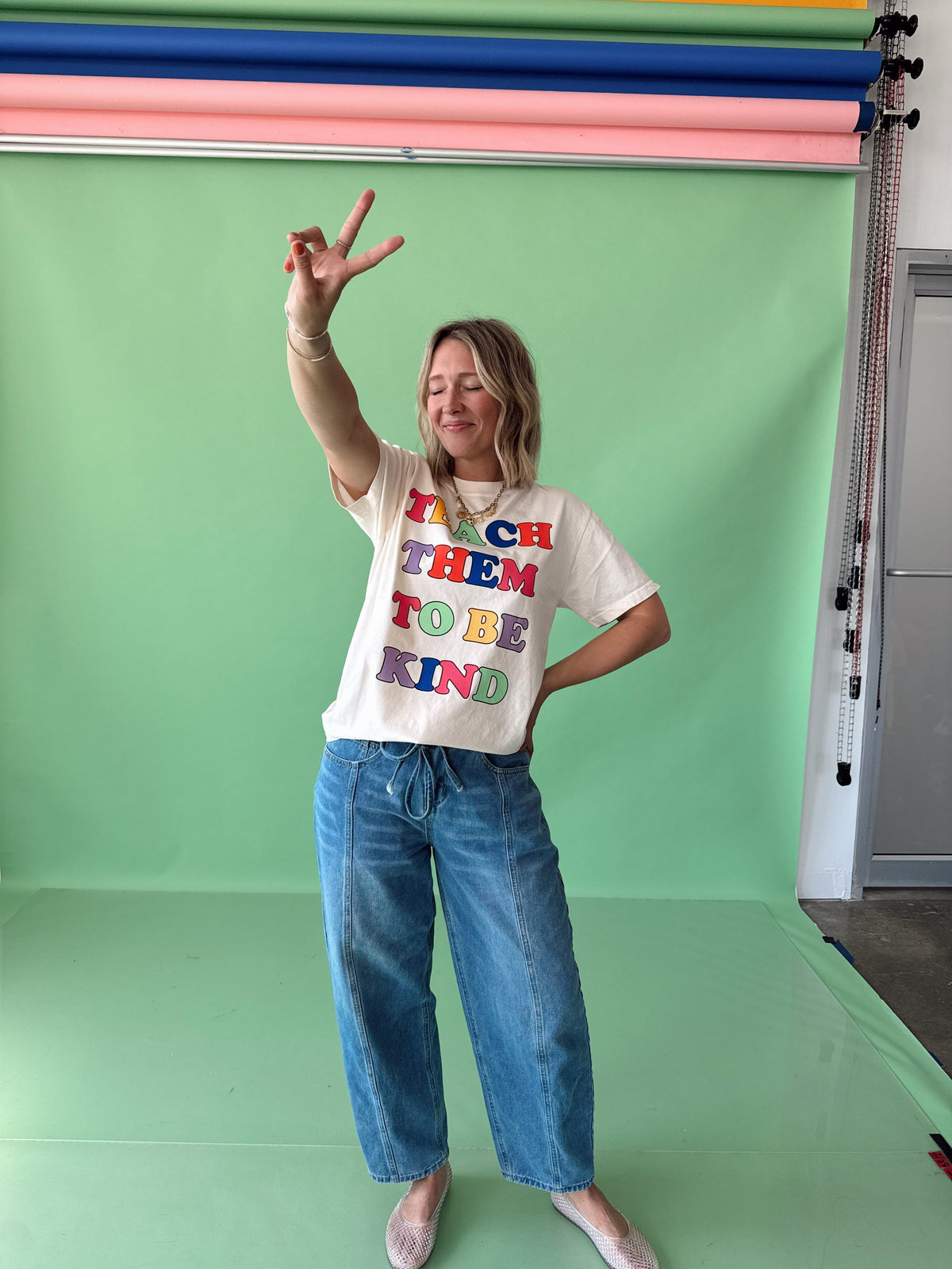 Teach Them to be Kind Color Block Tee Jules Co.