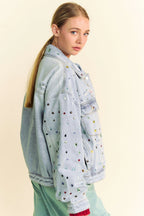 Disco Darling Jeweled Oversized Denim Jacket | Fall Preorder