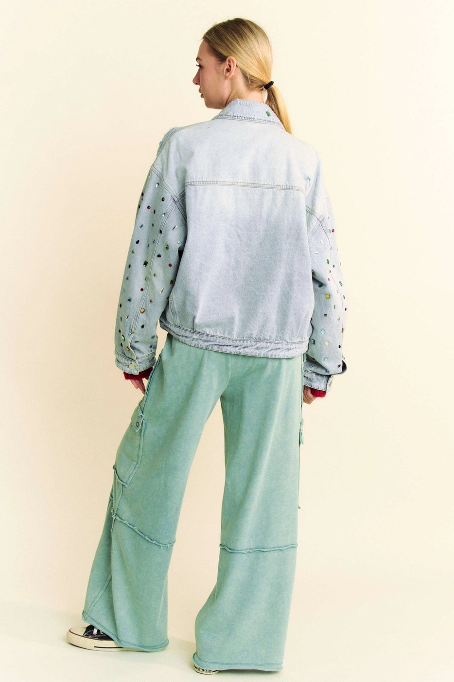 Disco Darling Jeweled Oversized Denim Jacket | Fall Preorder