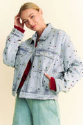 Disco Darling Jeweled Oversized Denim Jacket | Fall Preorder
