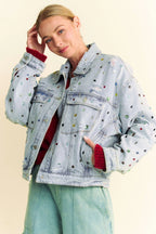 Disco Darling Jeweled Oversized Denim Jacket | Fall Preorder