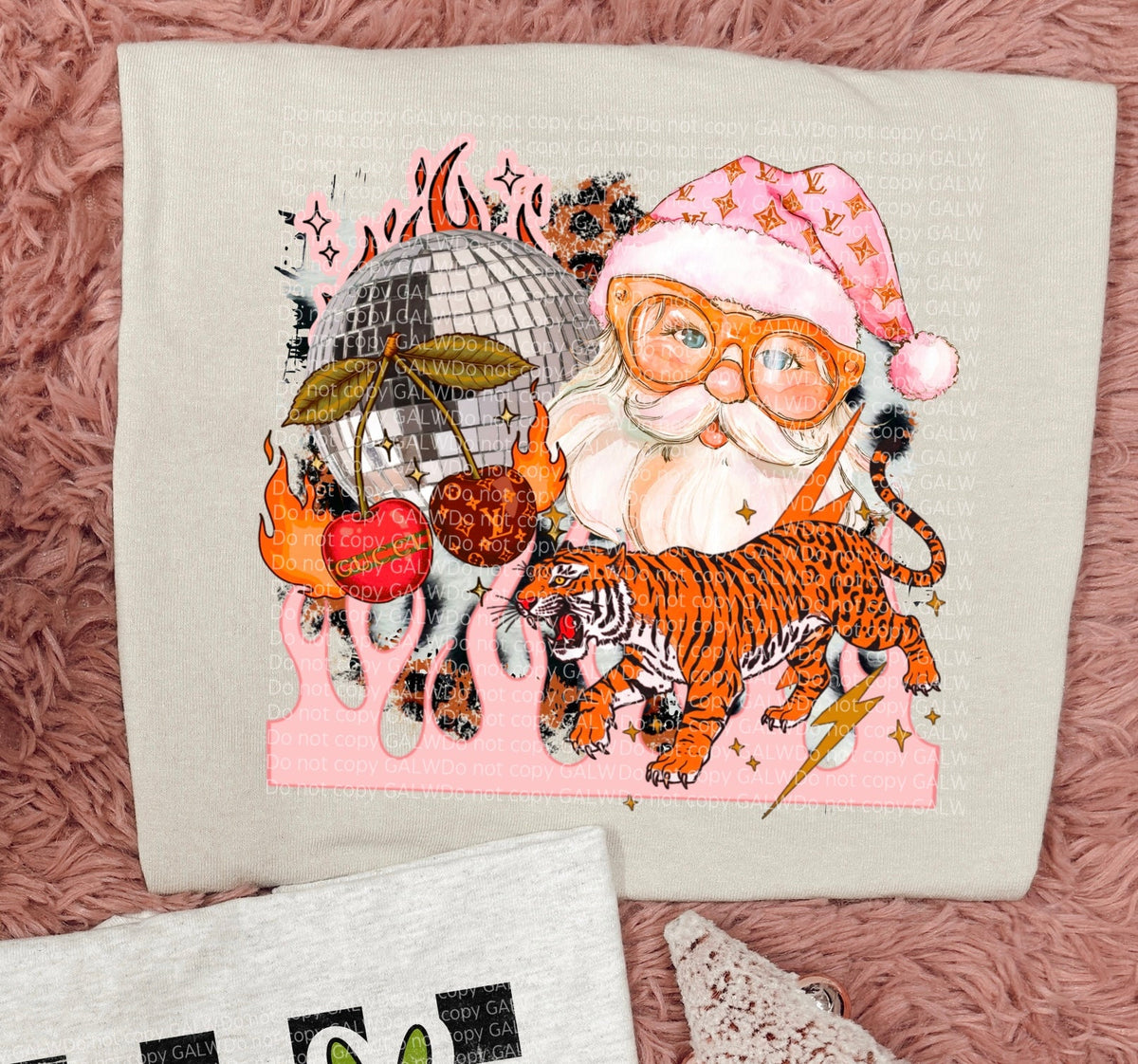 Boujee cherry & tiger Santa collage tee or sweatshirt Gunpowder and Lace Boutique Nac