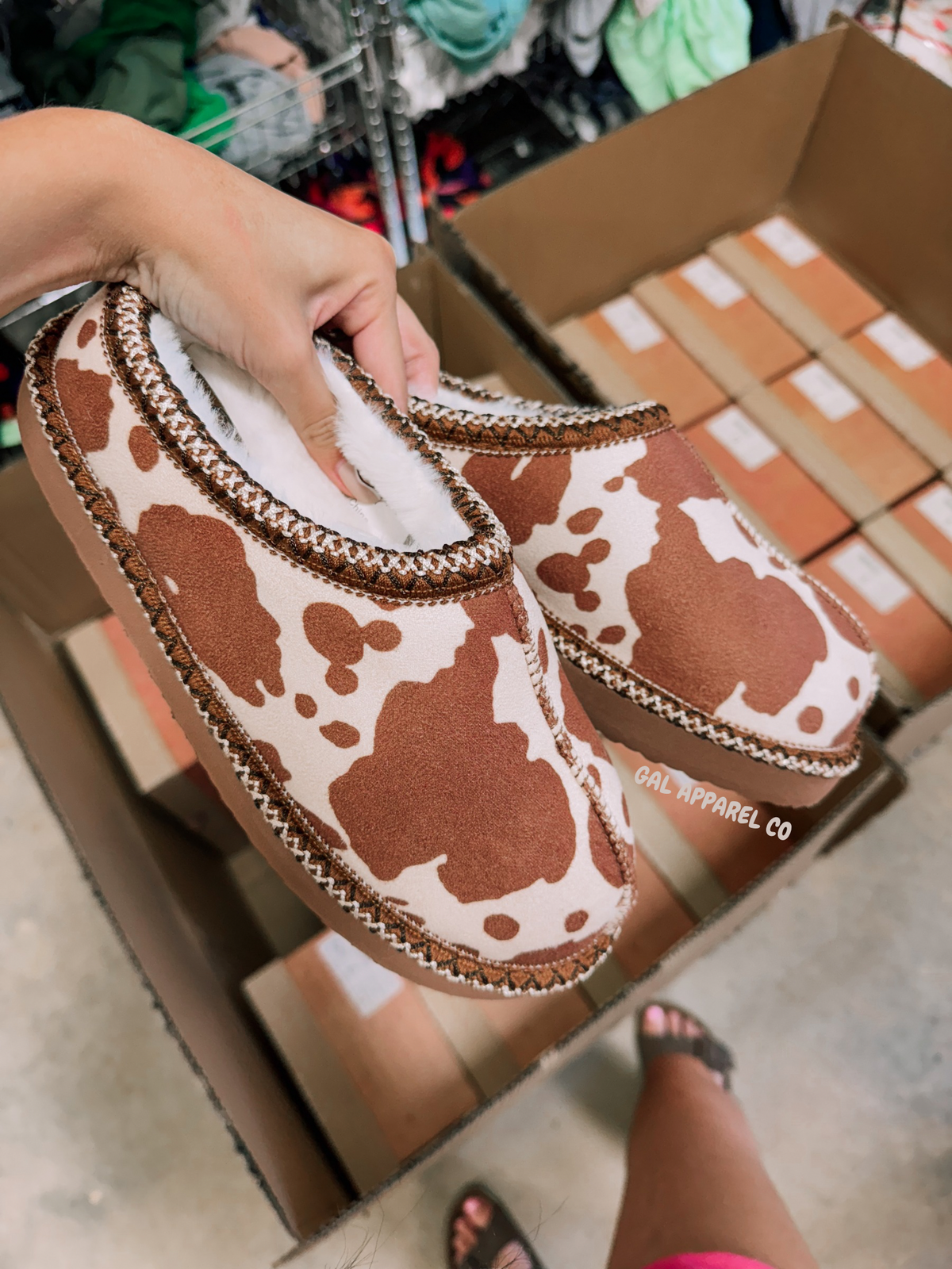 Cow Print Bruin Slippers | Cozy Women's Slip-On Slippers Gunpowder and Lace Boutique Nac